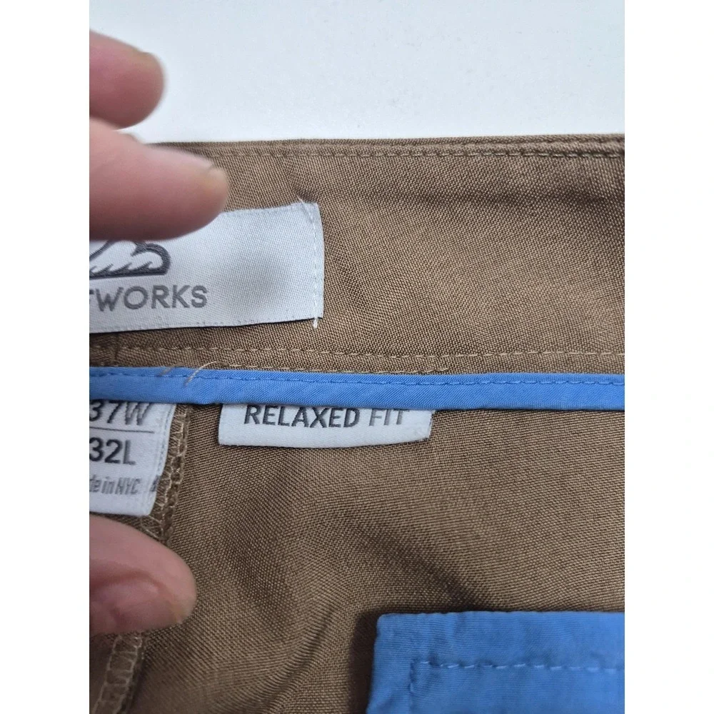 Bluffworks Pants Mens 37x31 Brown Relaxed Fit Chino Travel Casual Work NYC